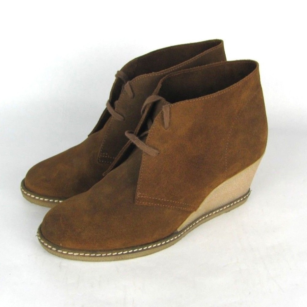 J CREW Macalister Brown Suede Wedge Booties 10.5